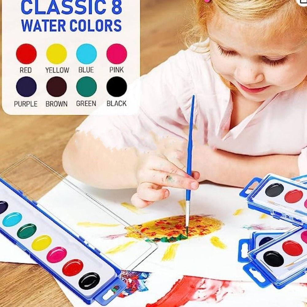 With Water Brush Pen Watercolor Paint Palette 8/12/16 Colors Water Color Paints  for Party Favor