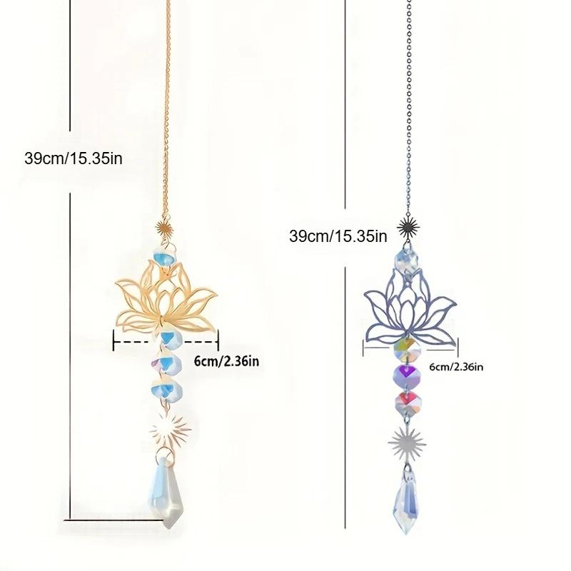 Металлический лотос и искусственный кристалл ловец солнца подвеска ручной работы применимый для дома подвеска колокольчик для уличного садового растения украшение