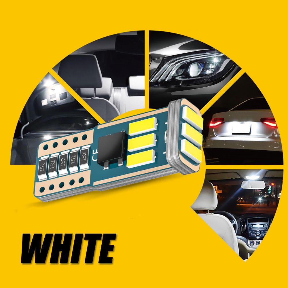 10 шт. Светодиодные лампы W5W T10 Canbus 9-SMD 12V 6000K Белый 194 168 Автомобильные внутренние купольные лампы, лампы для номерного знака, парковочные огни, автоматическая сигнальная лампа
