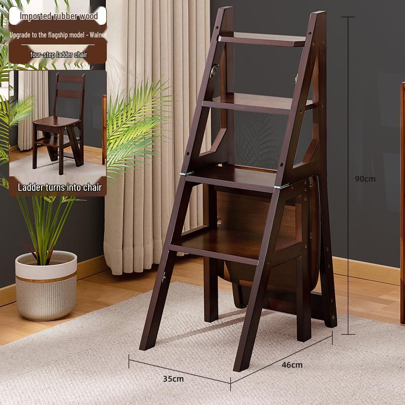 Solid Wood Folding Ladder Chair: Dual-Use Indoor Step Stool and Multifunctional Staircase.