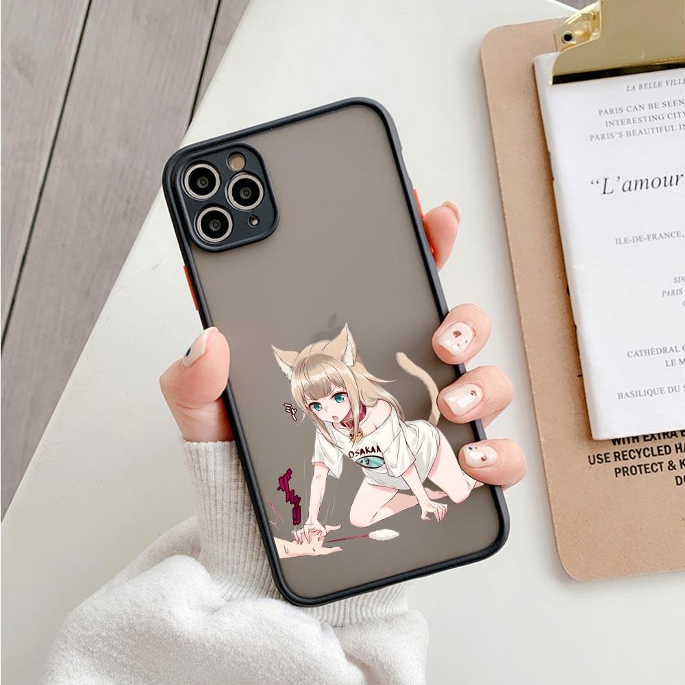 Противоударный матовый чехол для телефона с изображением животных для Iphone 11 12 13 Pro Max Mini 7 Plus XR XS, чехол с милым защемлением лица, есть закуски, кошка, косплей