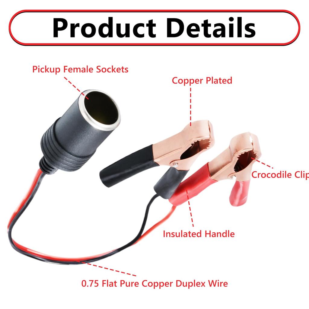 Автомобильный аккумулятор, зажим-крокодил, 35 см, удлинительный кабель для автомобильного прикуривателя, удлинитель-крокодил на 12/24 В с держателем предохранителя