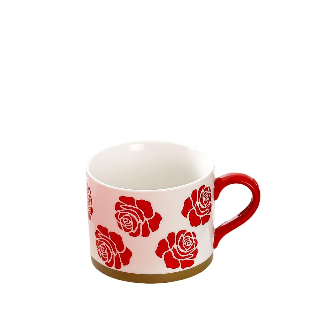 Creative Design Personality Single Mug Festive Space-saving Flower Ceramic Drinking Cup with Hand Mug Girl Couple Gift Water Cup Space-saving Gift