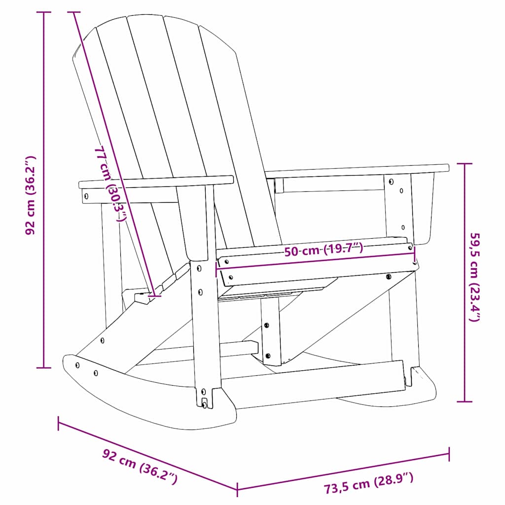 Adirondack Swing Chair Navy Blue 92 x 73.5 x 92 cm HDPE
