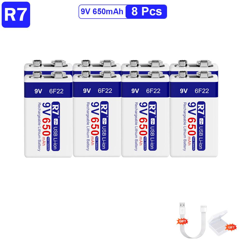 R7 9V USB батареи 6F22 аккумуляторные батареи 650mAh литиевые батареи многофункциональные батареи энергии для микрофона KTV металлоискателя
