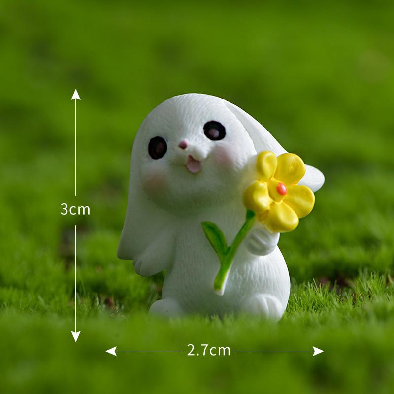 Cute Resin White Rabbit Ornament Enchanting Garden Miniature Decor Piece