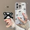 Black Bow Bracket Suitable for Apple 16 Feather Yarn Magnetic Suction Mobile Phone Case 15promax Light Luxury 14 High-end Sense 13
