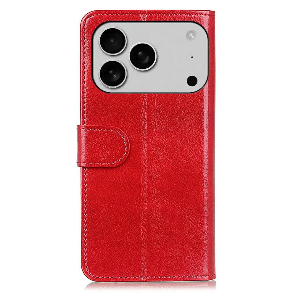 Для iPhone 17 Pro Чехол Текстура Crazy Horse Искусственная Кожа Чехол-подставка для телефона