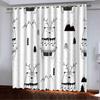 Curtain Black And White Series Simple Style Cartoon Animal Ins Digital Printing High Density Blackout Curtain