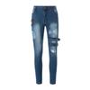 Men Jeans Solid Color Ripped Holes Frayed Gradient Washed Trousers