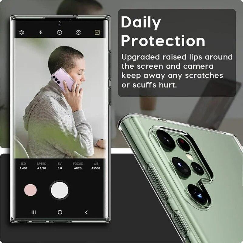 Ультратонкий тонкий прозрачный силиконовый чехол с кристаллами для Samsung Galaxy S24 Ultra S22 S21 S23 FE Мягкий однотонный прозрачный противоударный чехол