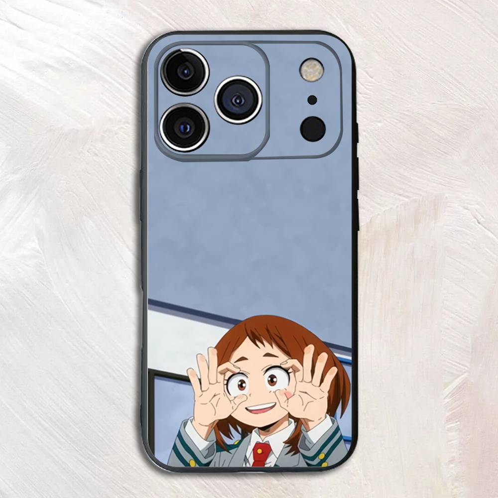 Аниме Фигурка O-Очако U-Урарака Черный Чехол для Телефона Для iPhone 17,16,15,14,13,12,13,11 Pro Max Plus mini Силиконовый Мягкий Задний Чехол