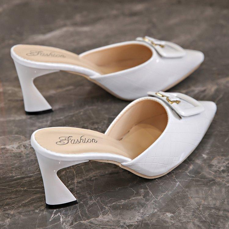 Каблуки женские сексуальные туфли-лодочки с острым носком модные роскошные мюли осень 2024 элегантные туфли на высоком каблуке однотонные наружные шлепанцы