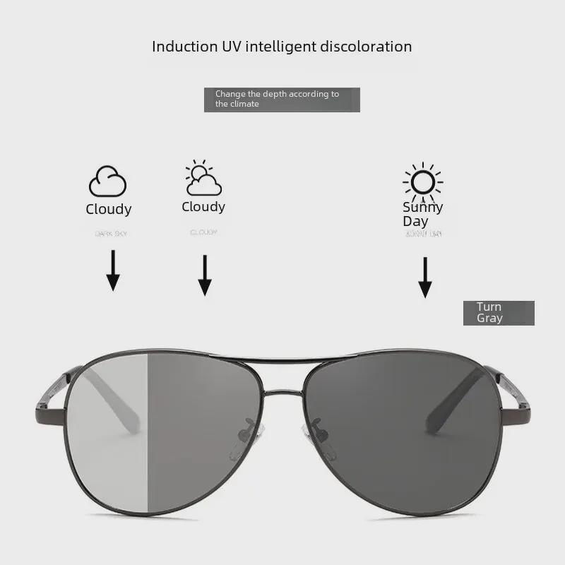 "3026 Men's Polarized Color-Changing Aviator Sunglasses with Spring Hinges"