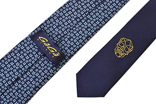 Галстук с небольшим цветочным узором, шелковый галстук, ширина меча, egg20s030, темно-синий x синий [Gaga Milano] Мужской галстук/узкий (Размер 7см) Z3119-6