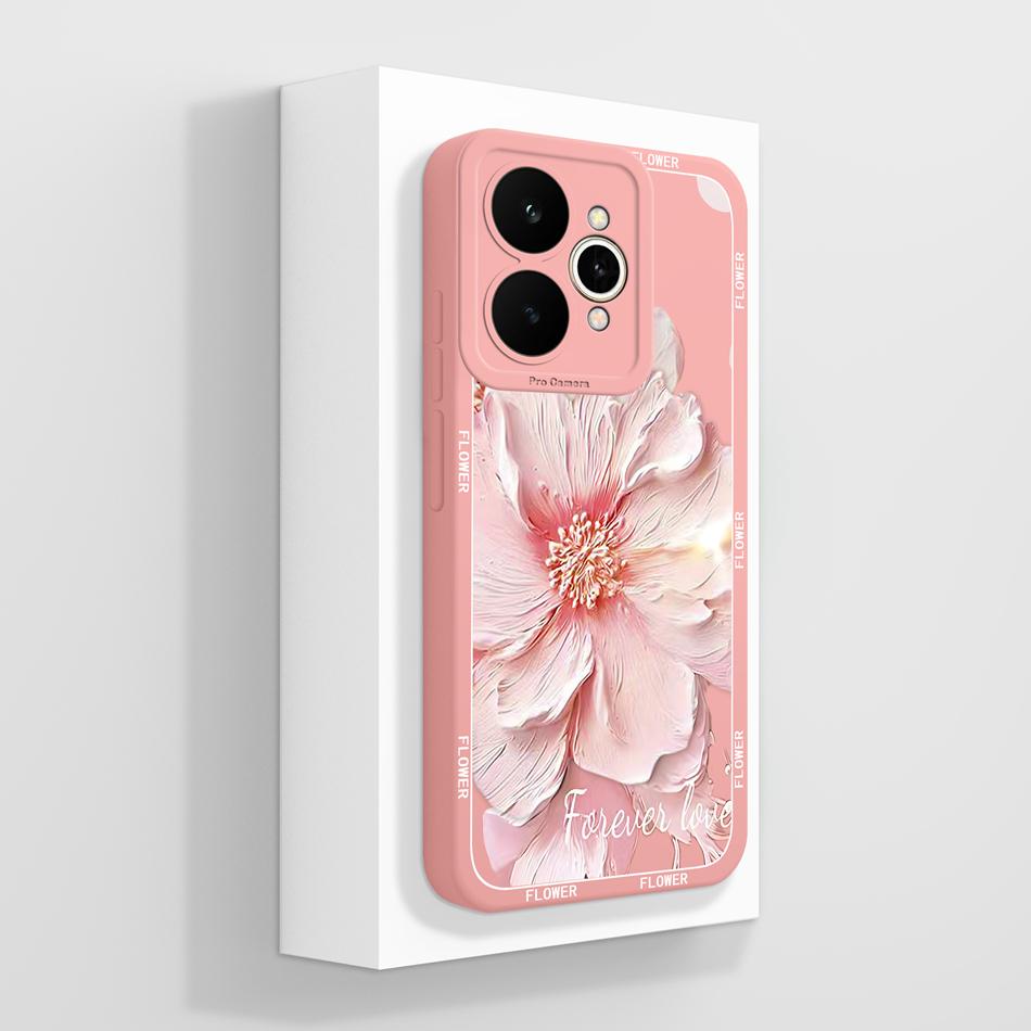 For Realme 15 Pro 5G Phone Case Pretty Flowers Patterns Soft Liquid Silicone Full Coverage Cover For Realme15 Shockproof Bumper