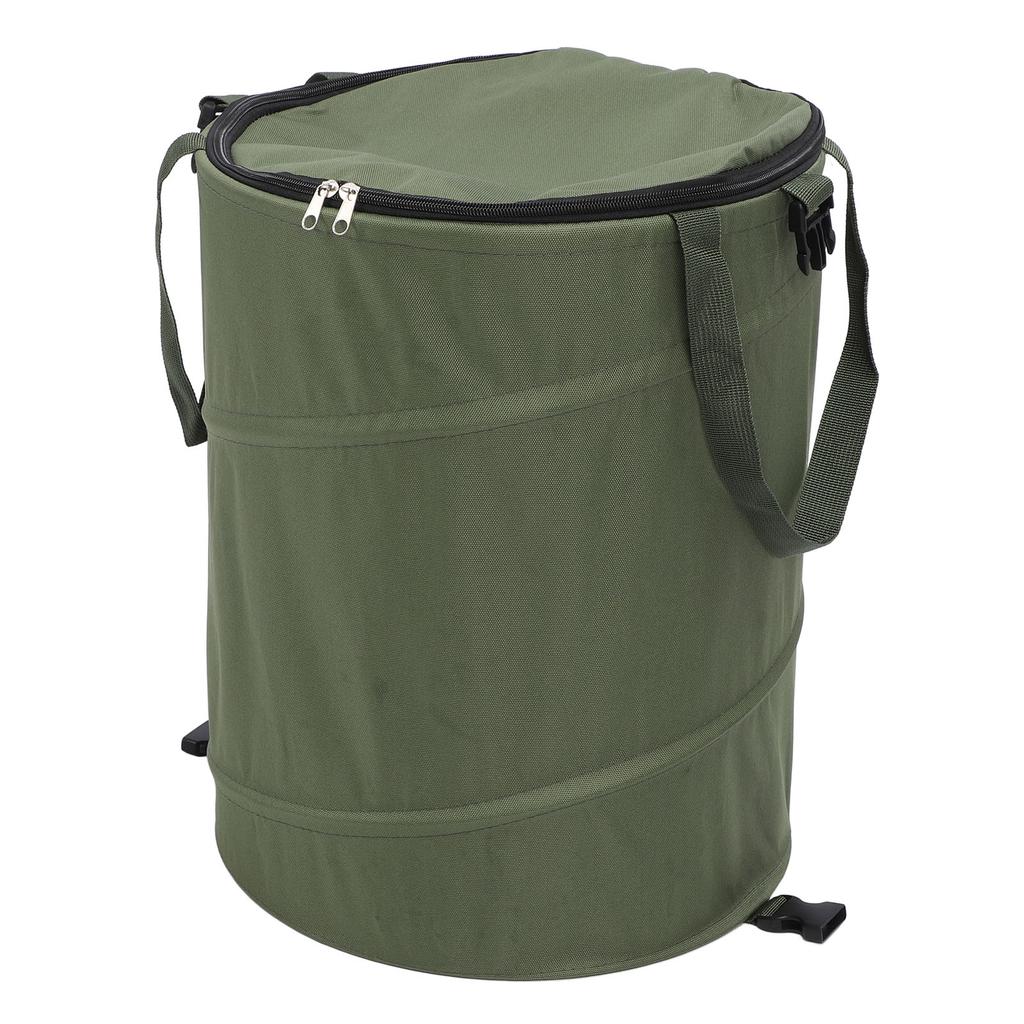 Camping Trash Can with Zippered Lid 24 Gallons Large Capacity Foldable Portable Garden Garbage
