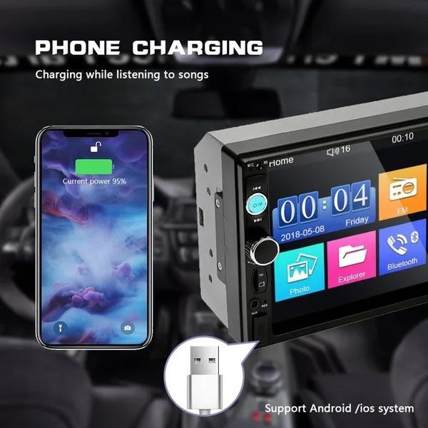 2 Din Car Multimedia Player Audio Stereo Radio 7" HD MP5 Touch Screen Digital Display Bluetooth USB FM Autoradio