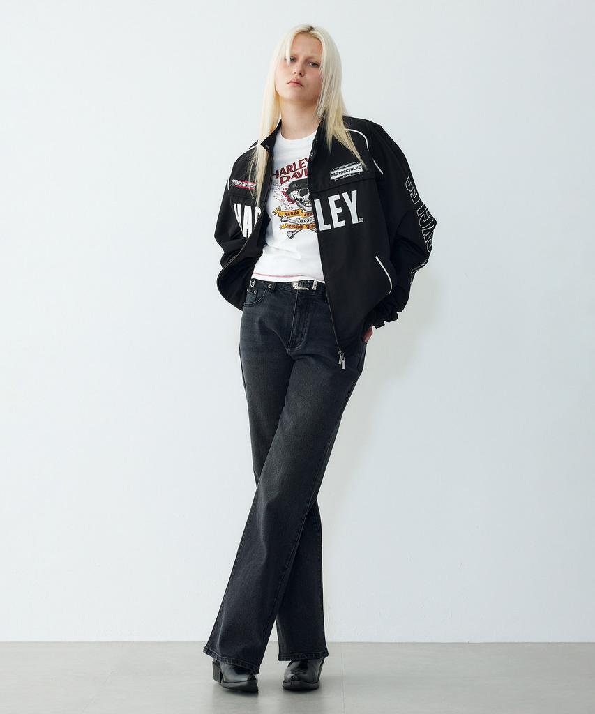 HARLEY-DAVIDSON COLLECTIONS® [Женская] Укороченная футболка с принтом Череп и Глобус Белый_Hh26111052
