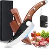 Bicico Мясник, Викинг с ножнами, Японский кованый вручную шеф-поварский тесак для резки мяса, Портативный для выживания, Бушкрафт, Поясной, Сверх острый, Кухонный для улицы