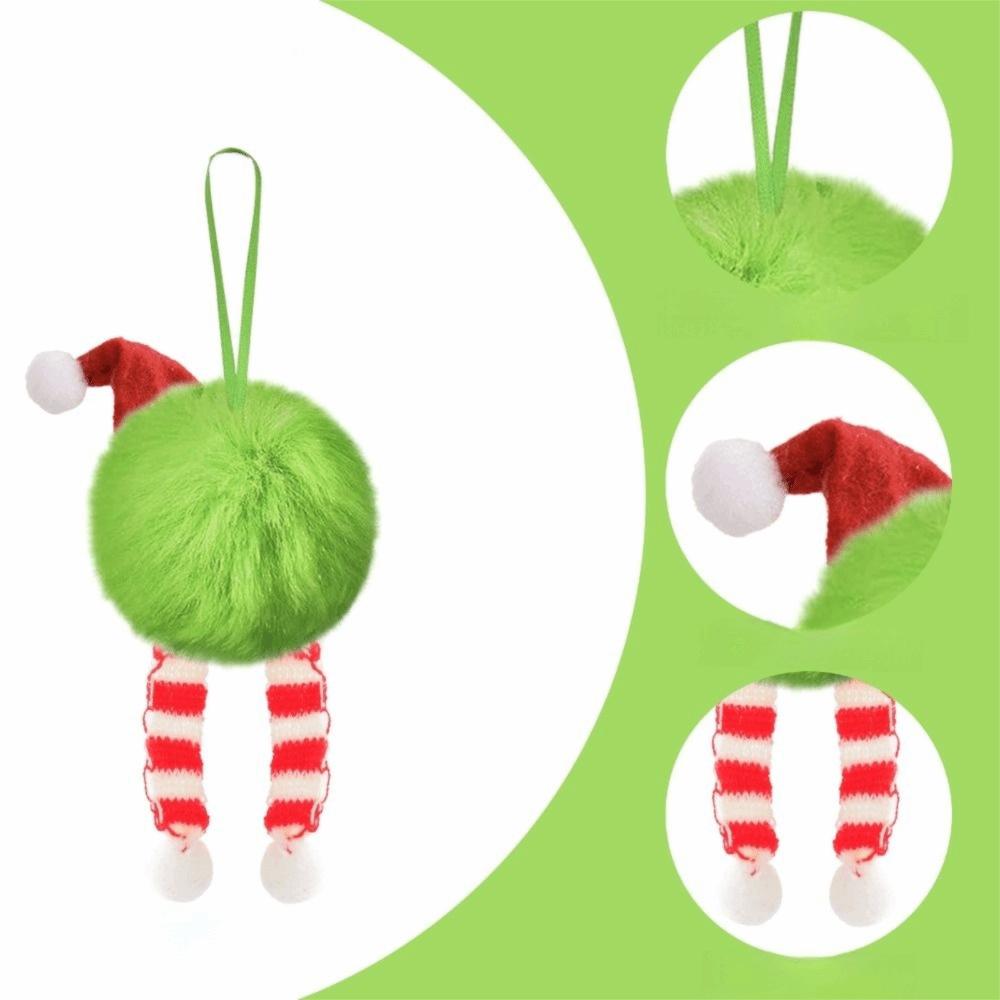 Furry Christmas Ball Lime Green DIY Christmas Tree Decoration Ball 6cm with Bow Christmas Hanging Decorations Navidad