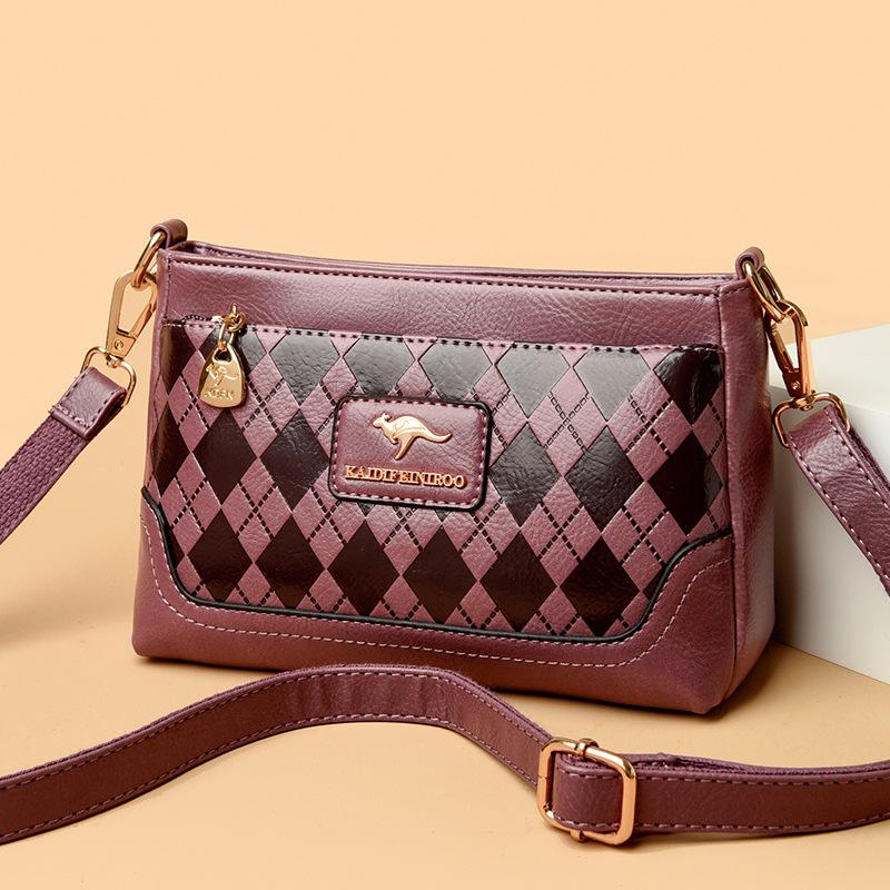 Color-blocking Middle-aged Lady's Small Square Bag, Crossbody Women's Bag, Women's Single-shoulder Bag