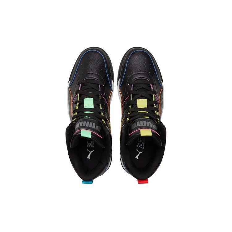 Puma Кроссовки средней высоты из синтетической кожи для задней линии, унисекс, черные 368872-02