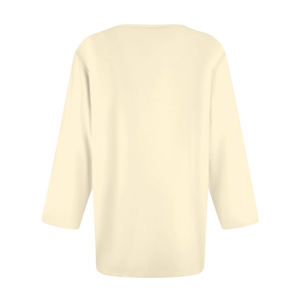 Shirts For Women Trendy V Neck Button T Shirts Casual Solid Color Summer Tees T Shirt Blouse Three Quarter Sleeve Tops For Women