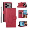 For iPhone 17 Pro Max Phone Case Line Imprint Leather Wallet Cover with Wrist Strap
