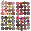 100 шт. Деревянные пуговицы в богемном стиле, с ретро-узором, круглой формы, для украшения одежды