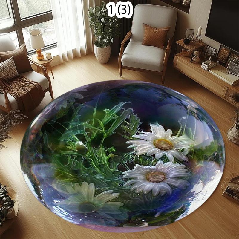 3D Круглый ковер с цветочным рисунком Высококачественный узор Одуванчик Нескользящий Моющийся для детского игрового коврика Ковер Нордический Декор гостиной