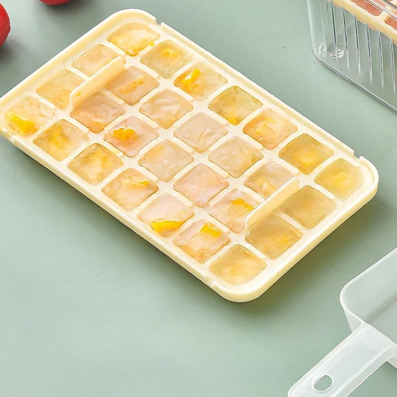 Форма для кубиков льда Ice Box с одной кнопкой, с крышкой и коробкой. Многофункциональная форма для приготовления льда. Бытовая форма для хранения пищевого льда.