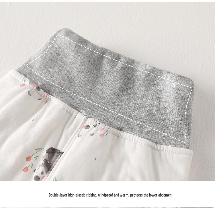Детский стеганый теплый комплект: Хлопковая пижама с высокой талией и защитой живота для осени/зимы