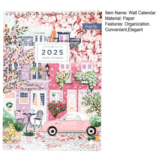1/2 шт. настенный календарь 2025 года на 12 месяцев, календарь путешествий, настенный ежемесячный планировщик для домашнего офиса, организация расписания