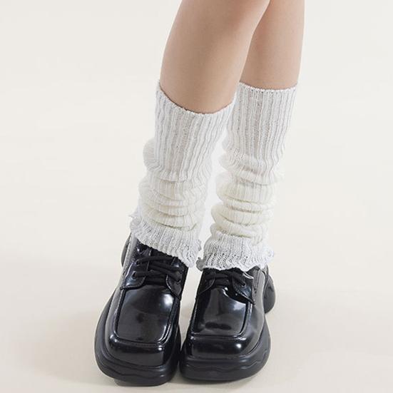 1 пара зимних чехлов для икр, трикотажные противоскользящие однотонные эластичные чехлы с искусственным жемчугом в стиле Лолиты, JK, для косплея, повседневной носки, для занятий спортом и отдыха, гетры