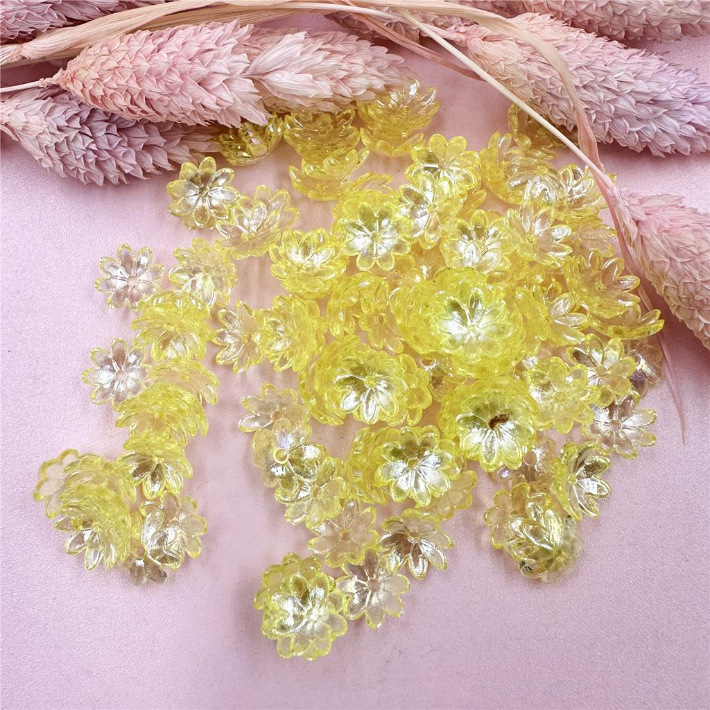 100pcs 9.5mm Fashion Acrylic Flower Beads For Bracelet Necklace Making DIY Jewelry Accessories