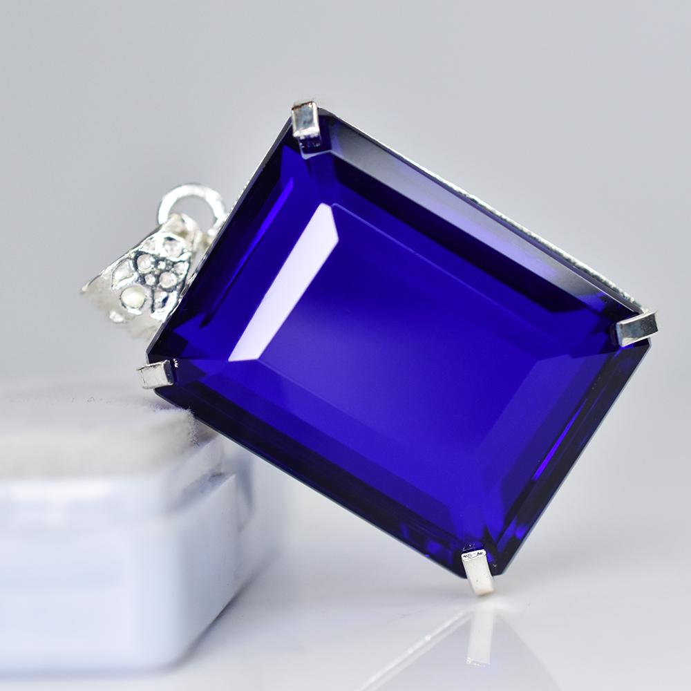 Brazilian CERTIFIED 165.3 Ct Topaz Pendant 925 Sterling Silver Blue Emerald Gems MY-PD-125-NS