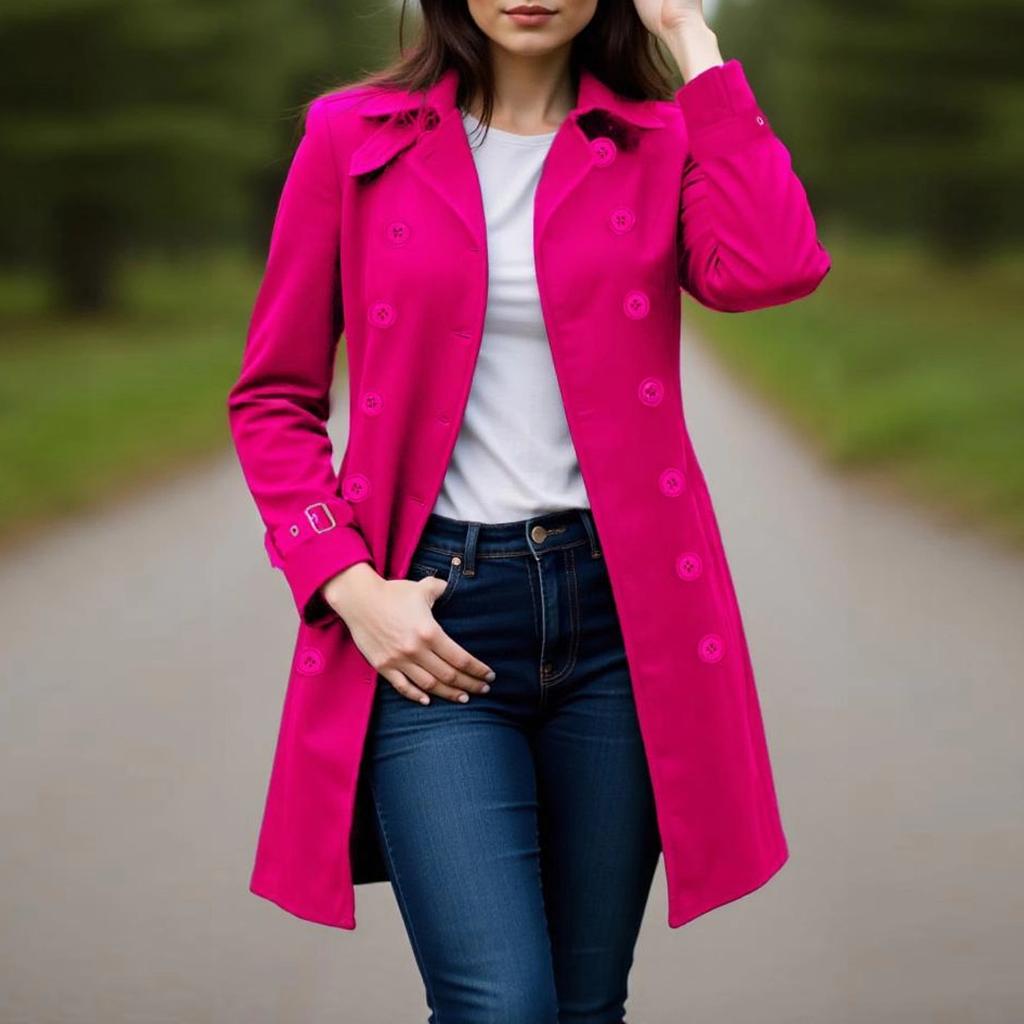 Женское пальто Двубортное Длинное Нарядное Ветровка Пальто Осень Зима Верхняя одежда