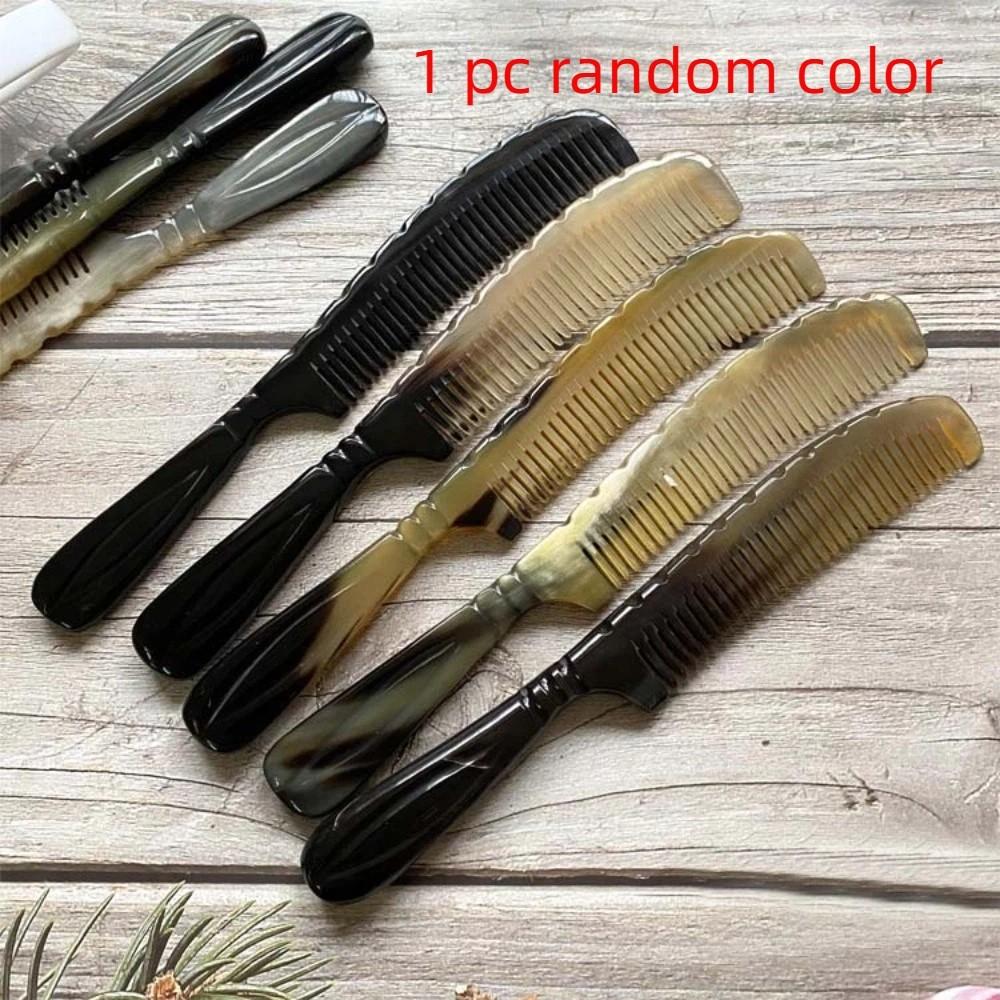 Anti-static Narrow Edge Horn Comb Smooth Scalp Massage Brush Buffalo Horn Massage Comb  Women
