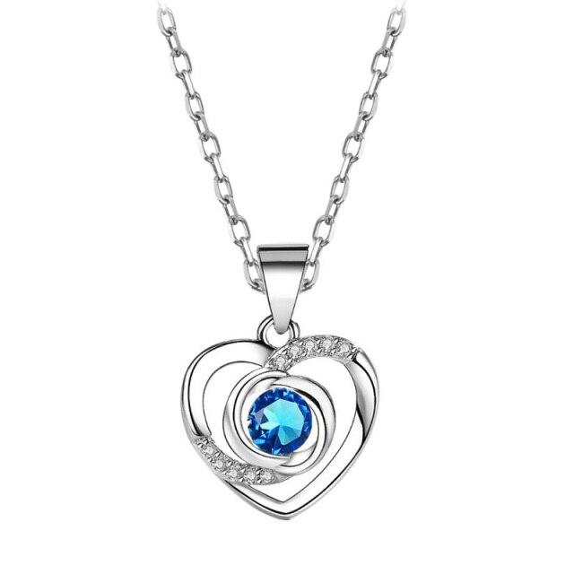 New Luxury Crystal CZ Heart Pendant Choker Necklace 925 Sterling Silver Chain Necklaces For Women Wedding Jewelry Gifts