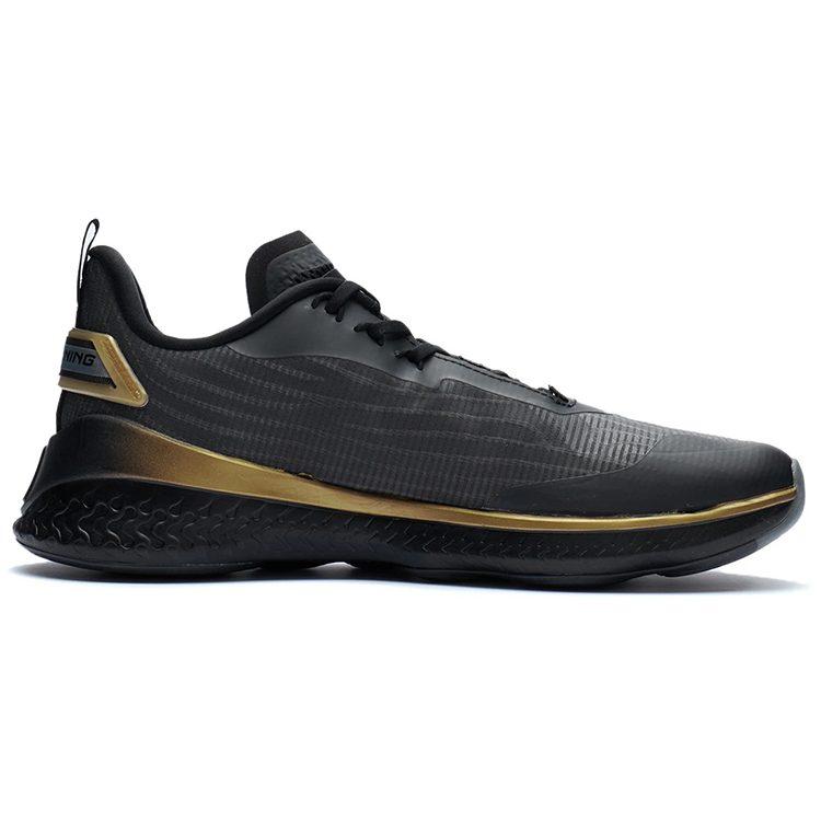 Li Ning Амортизирующие Нескользящие Износостойкие Низкие Тренировочные Кроссовки Черно-Золотые AFVR003-1