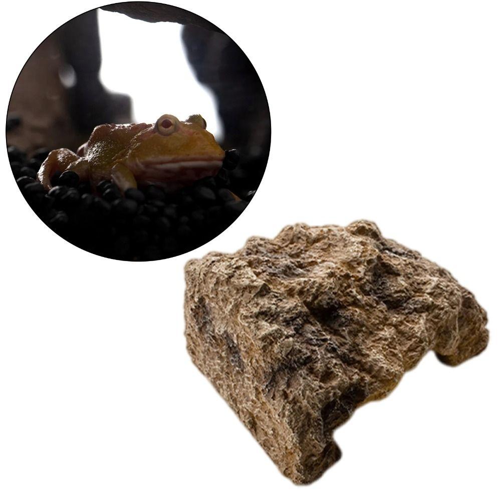 Artificial Reptile Hide Cave Realistic Pet Hide Rest Cave Turtle Shelter Desktop