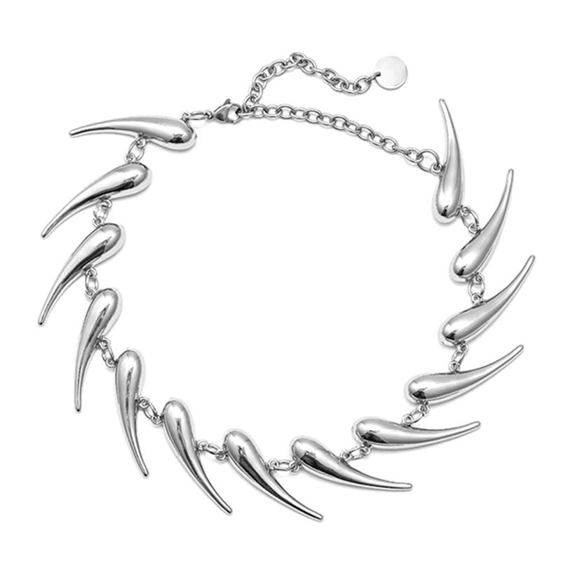 Геометрические серебряные шипы нерегулярные металлические ожерелья для мужчин и женщин хип-хоп панк цепи короткие ожерелья воротник ювелирные изделия с волчьими зубами