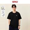 Мужская дышащая хлопковая футболка SPAO с опущенными плечами
