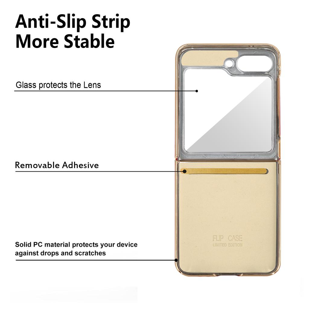 For Samsung Galaxy Z Flip7 FE 5G/Z Flip6 5G Case Rhombus Grid Phone Cover with Tempered Glass Film