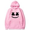 Mens Marshmello Smiley Face Hooded Sweatshirt Loose Fit Cotton Blend Winter Pullover