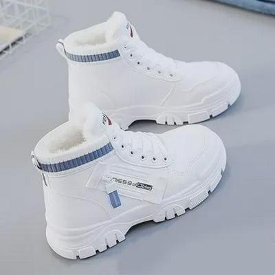 Женские высокие нескользящие спортивные туфли – осень/зима, бархатная подкладка, плотный хлопок, высокая талия