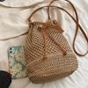 Летняя плетеная соломенная сумка-ведро для женщин Простая пляжная сумка через плечо на шнурке