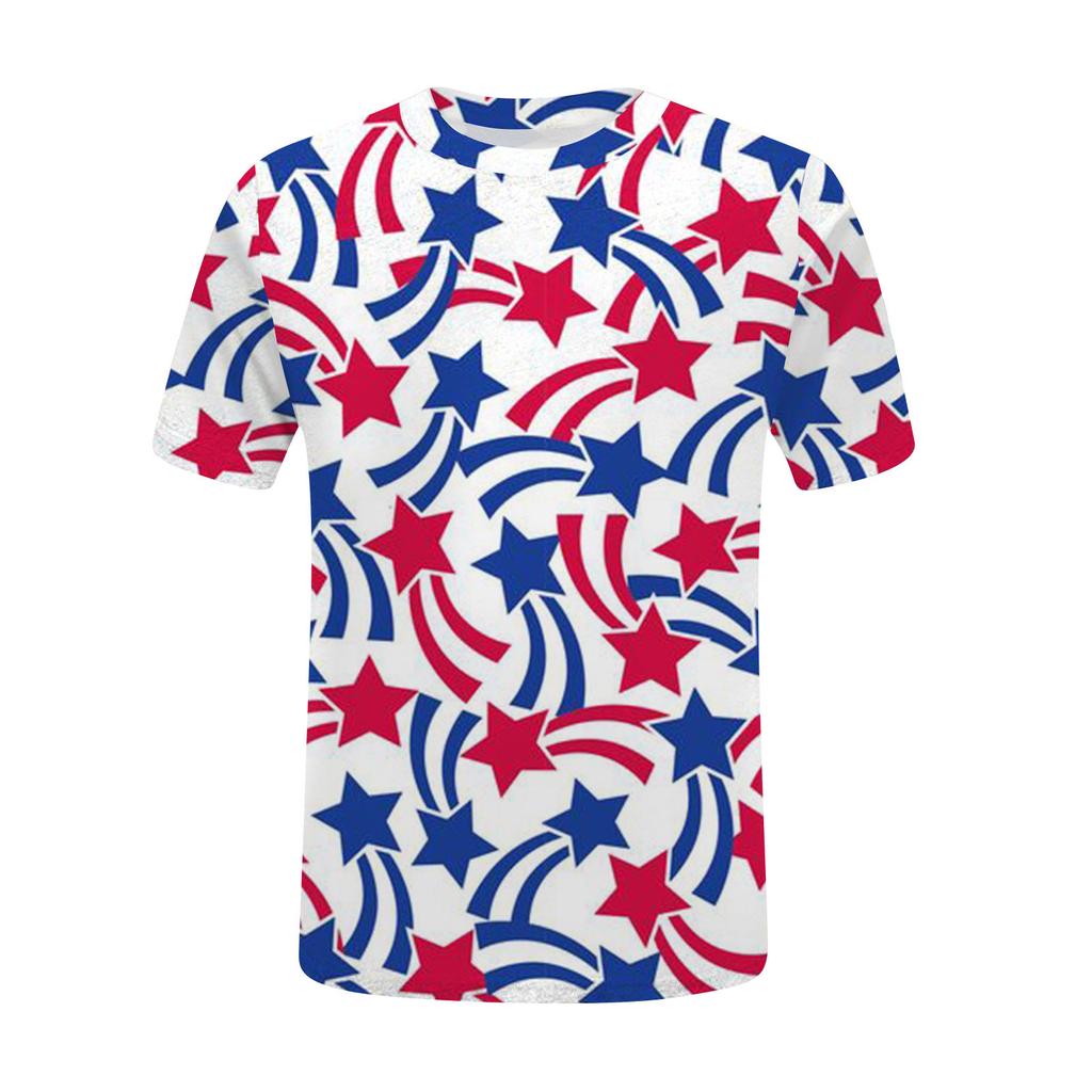 Women's Fashion Casual Independence Day Printed Round Neck Short Sleeve T-Shirt Top