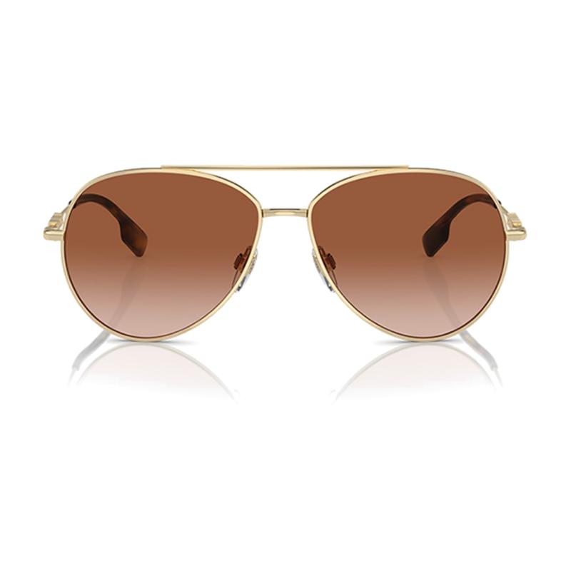 Burberry Thin Frame Logo Lettering Metal Aviator Sunglasses Women's Gold